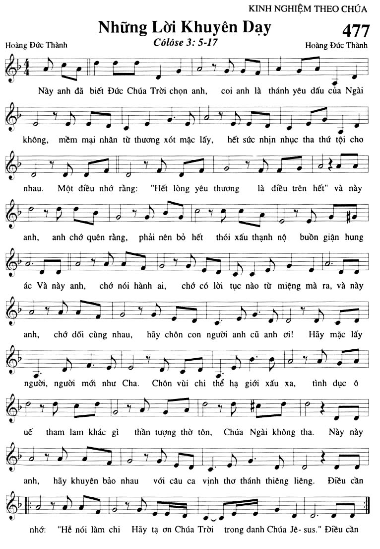 Sheet music: Những Lời Khuyên Dạy