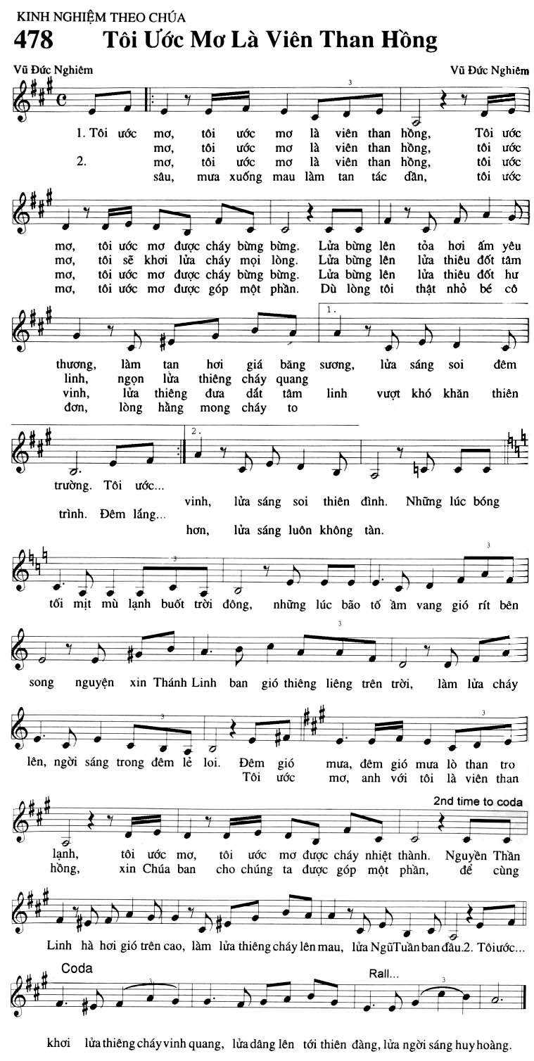 Sheet music: Tôi Ước Mơ Là Viên Than Hồng