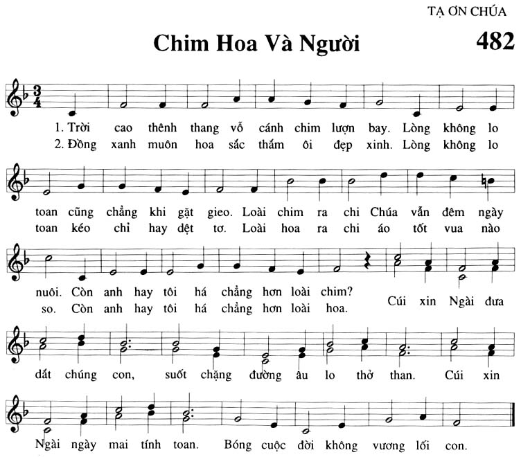Sheet music: Chim, Hoa Và Người
