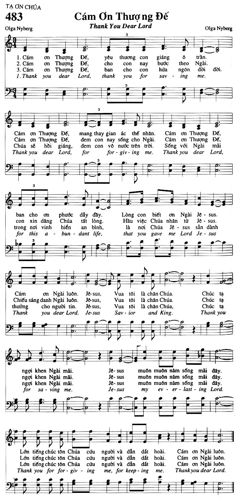 Sheet music: Cảm Ơn Thượng Đế