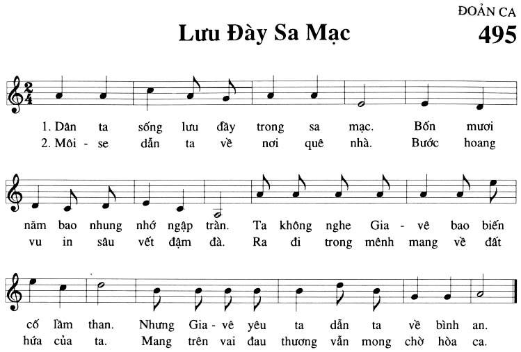 Sheet music: Lưu Đày Sa Mạc
