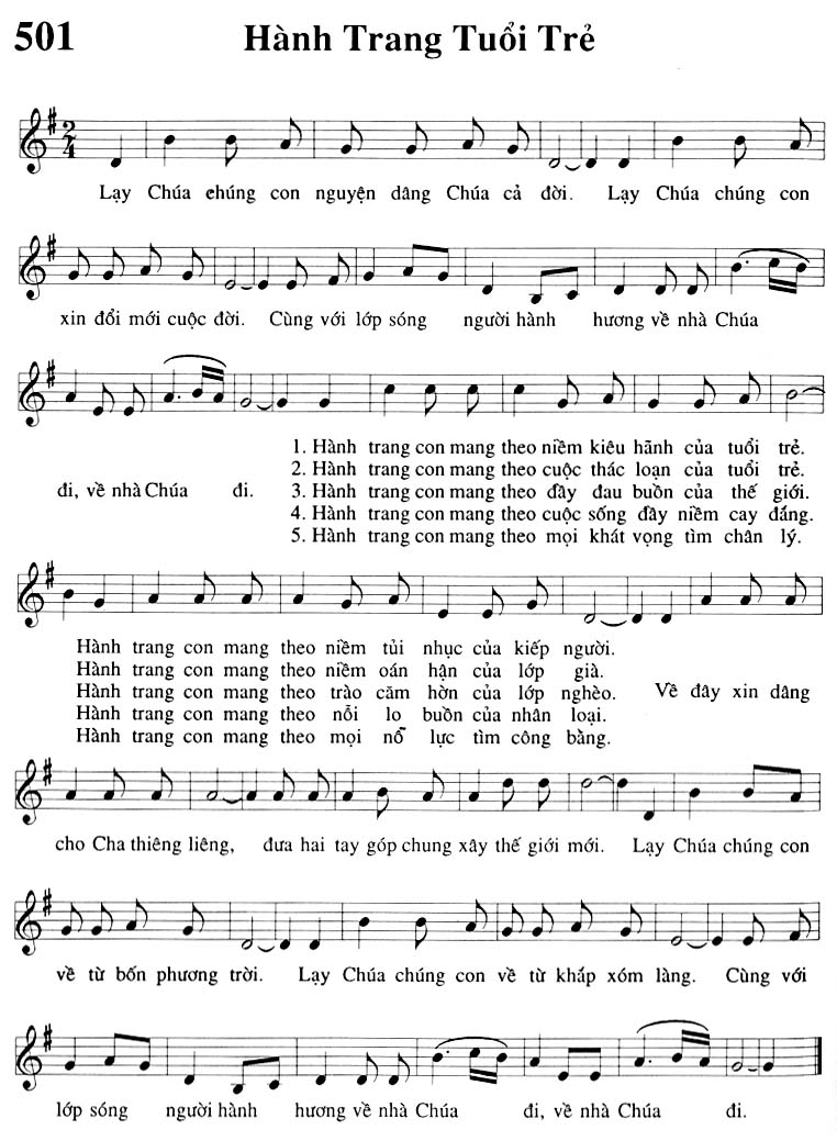 Sheet music: Hành Trang Tuổi Trẻ
