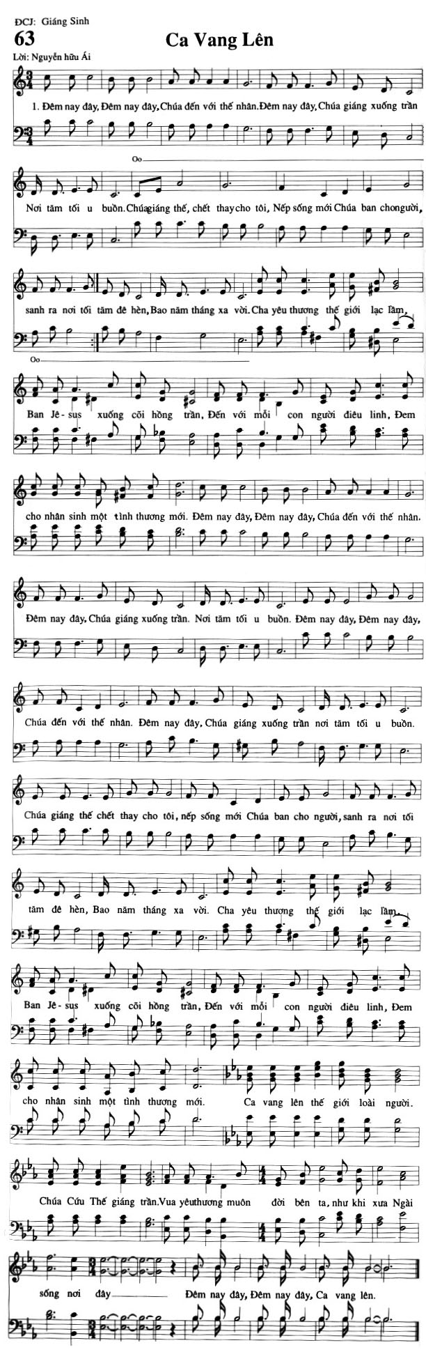 Sheet music: Ca Vang Lên