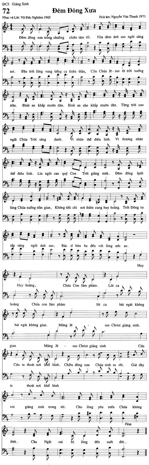 Sheet music: Đêm Đông Xưa