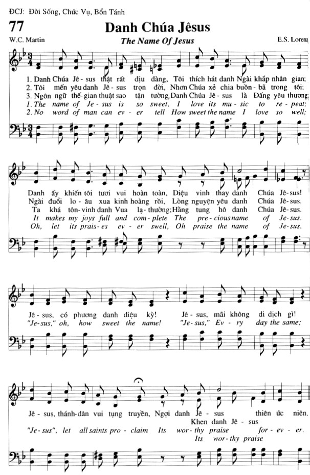 Sheet music: Danh Chúa Jesus