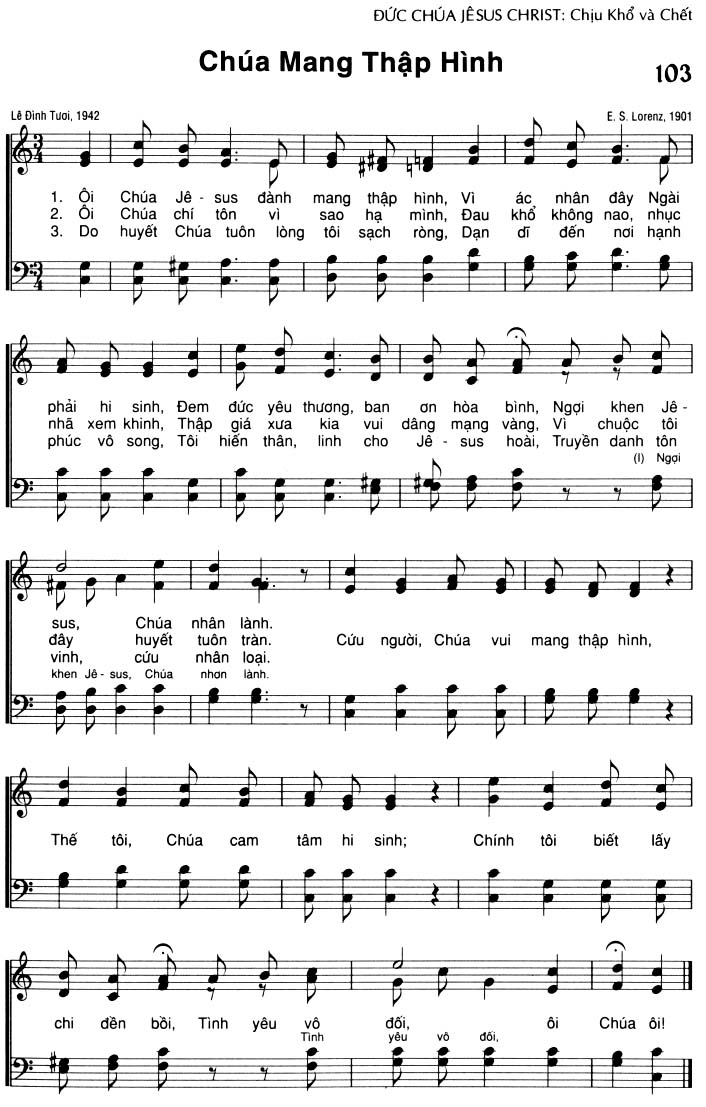 Sheet music: Chúa Mang Thập Hình