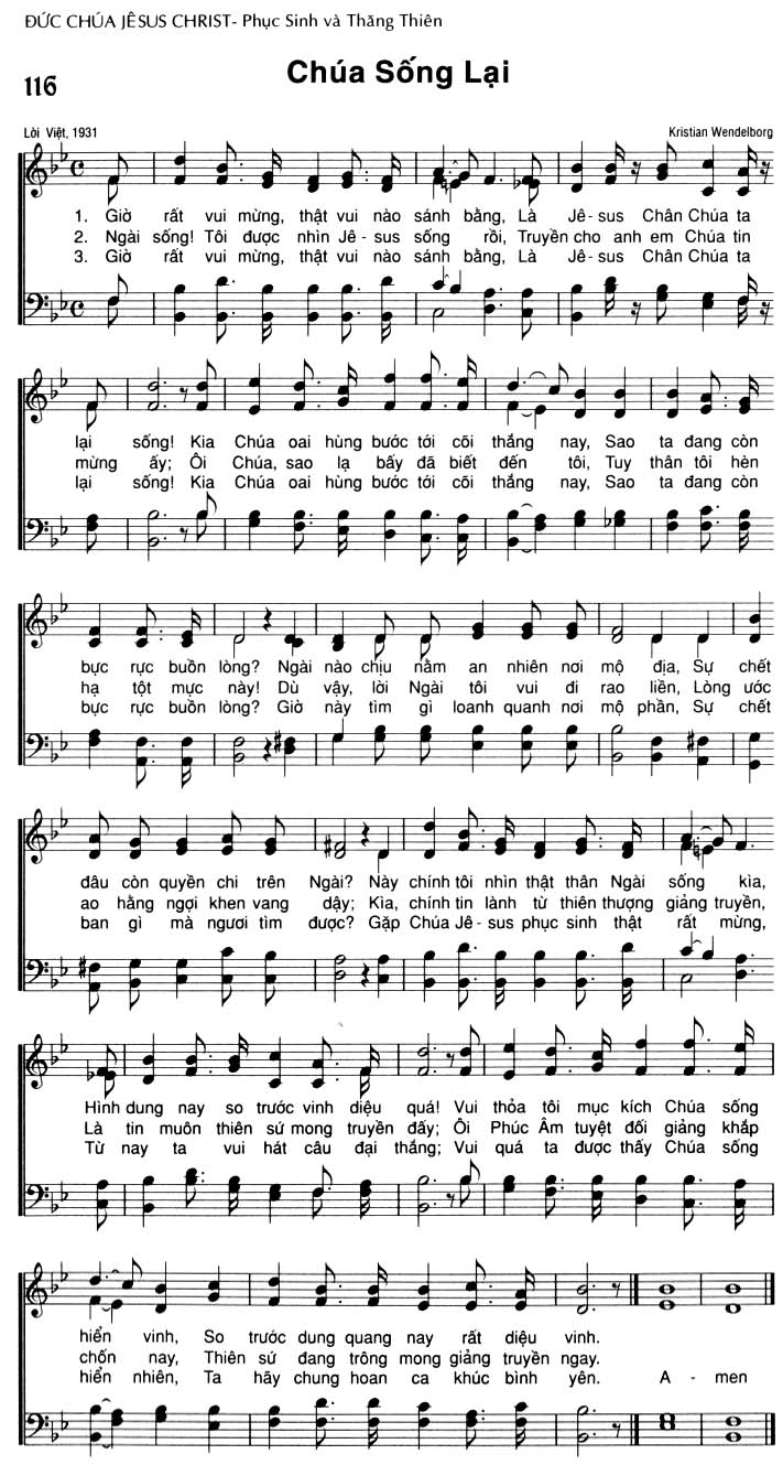 Sheet music: Chúa Sống Lại