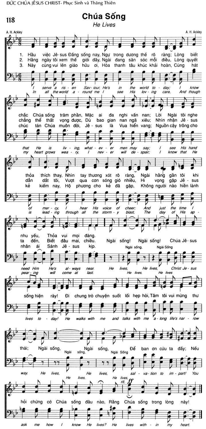 Sheet music: Chúa Sống