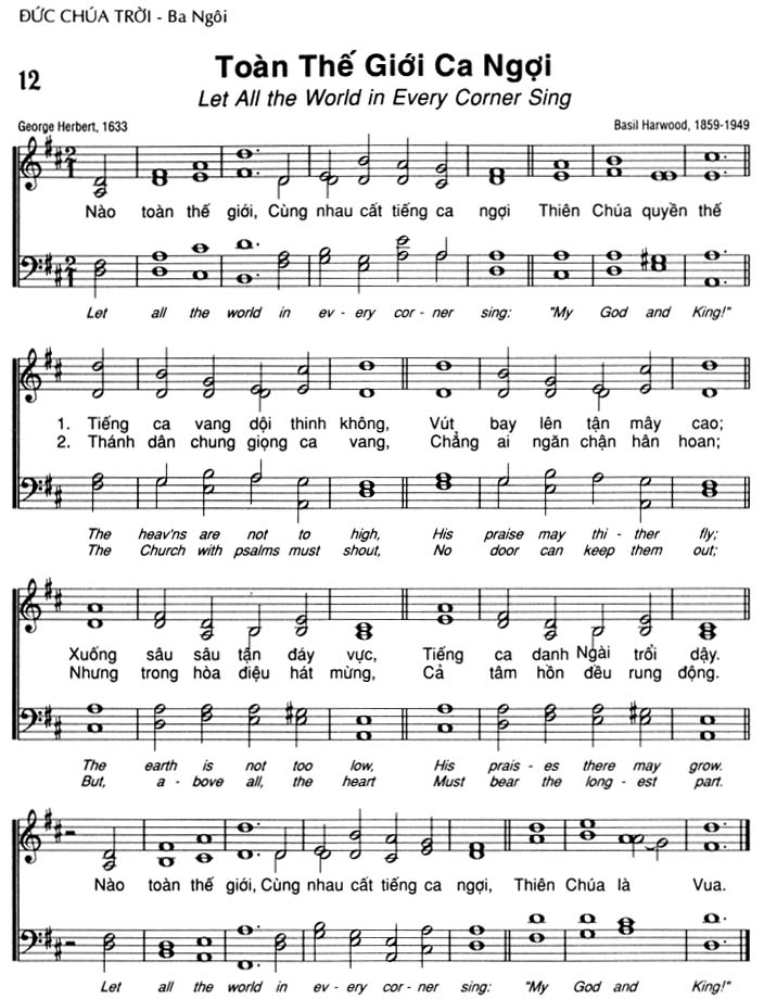 Sheet music: Toàn Thế Giới Ca Ngợi