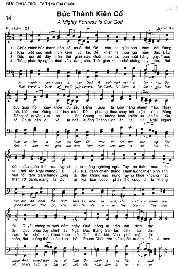 Sheet music: Bức Thành Kiên Cố
