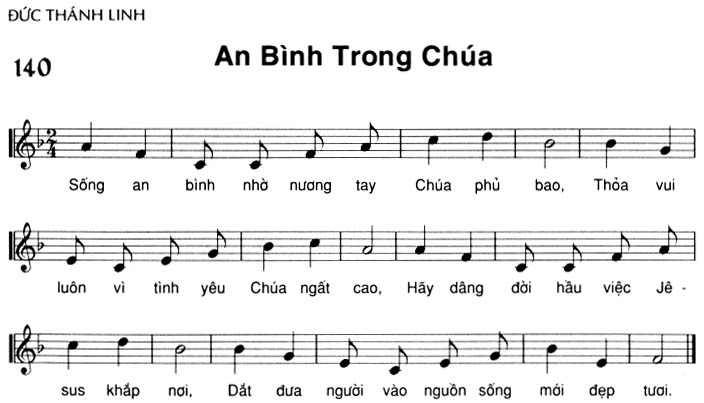 Sheet music: An Bình Trong Chúa