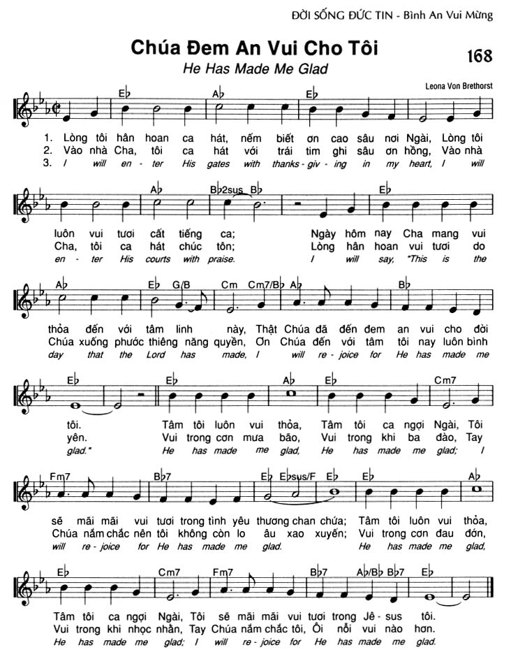 Sheet music: Chúa Đem An Vui Cho Tôi