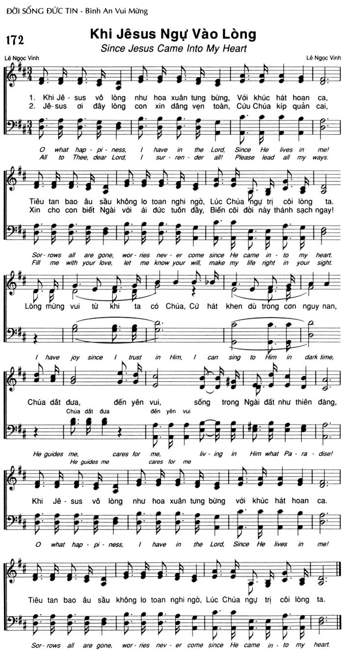 Sheet music: Khi Jêsus Ngự Vào Lòng