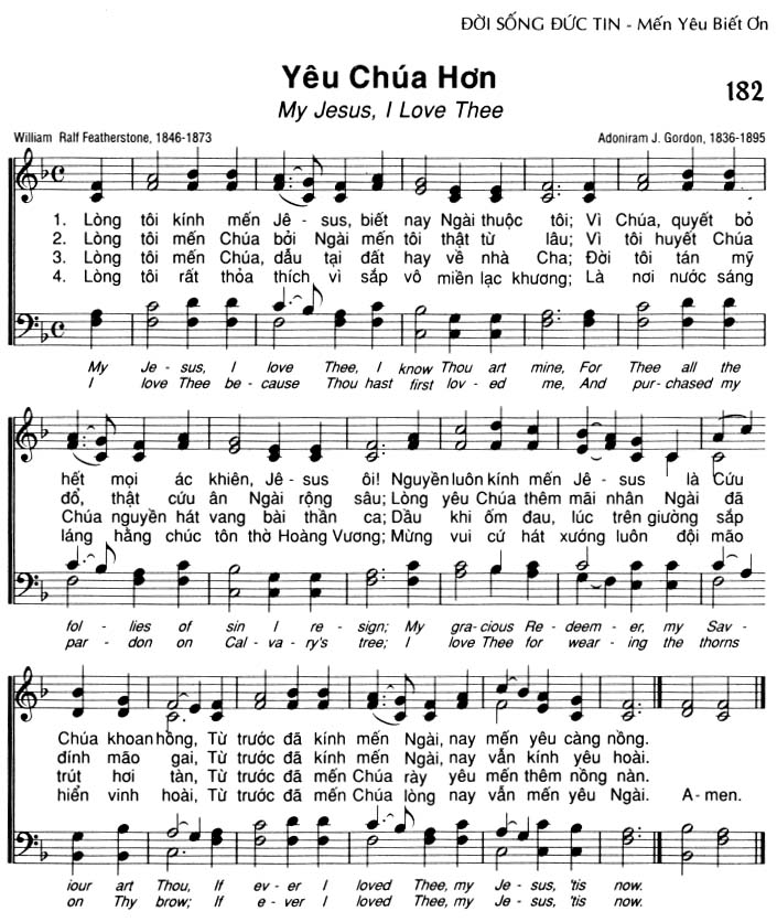 Sheet music: Yêu Chúa Hơn