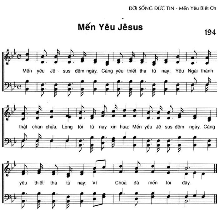 Sheet music: Mến Yêu Jêsus