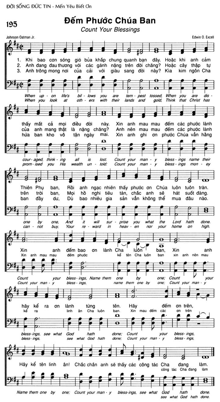 Sheet music: Đếm Phước Chúa Ban