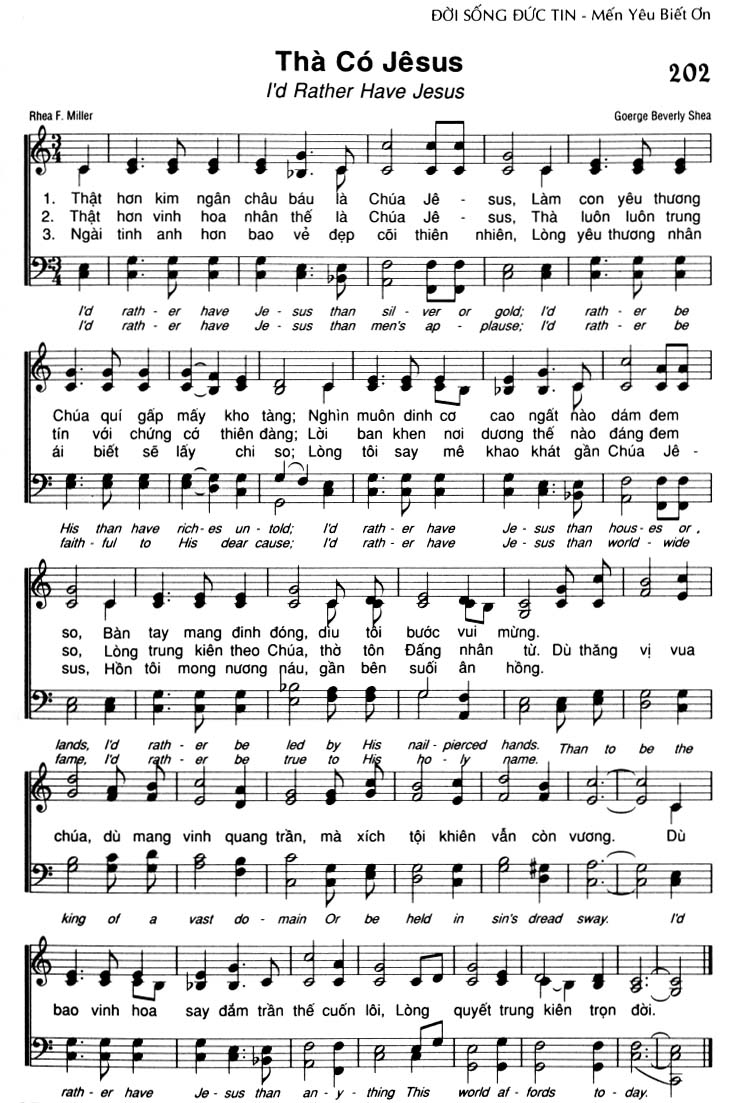 Sheet music: Thà Có Jêsus