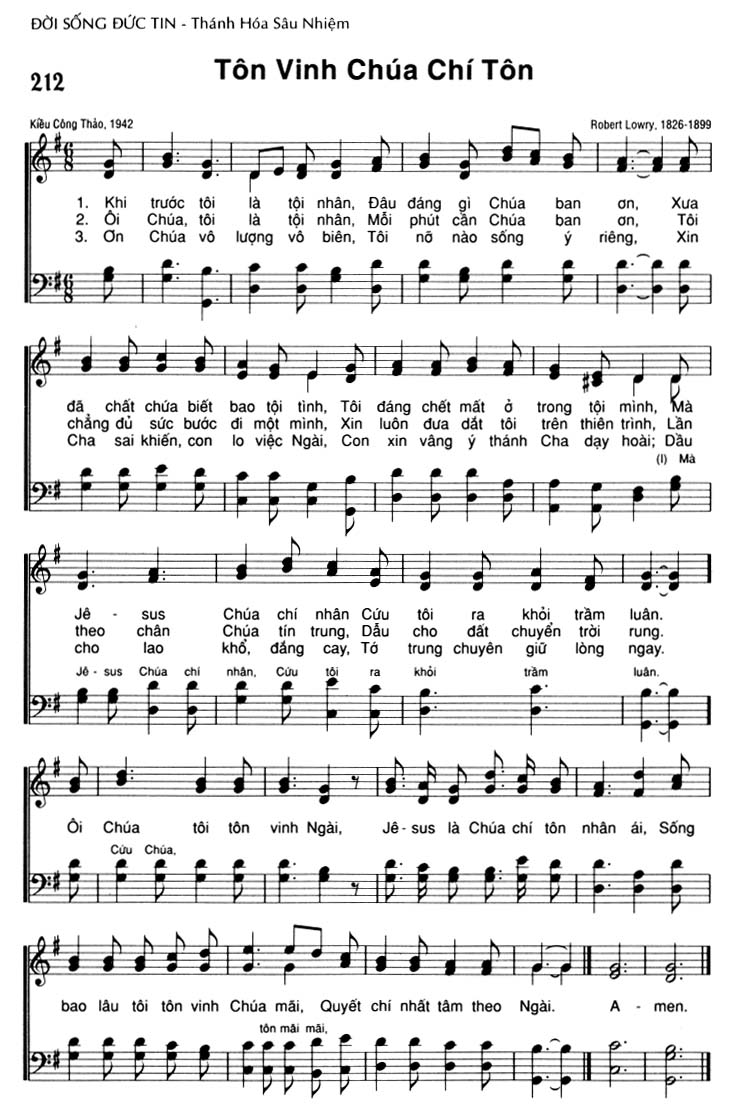 Sheet music: Tôn Vinh Chúa Chí Tôn