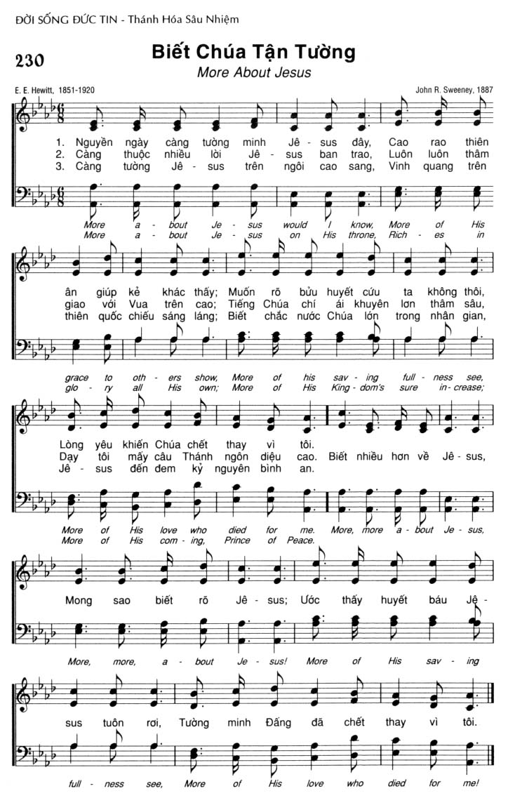 Sheet music: Biết Chúa Tận Tường