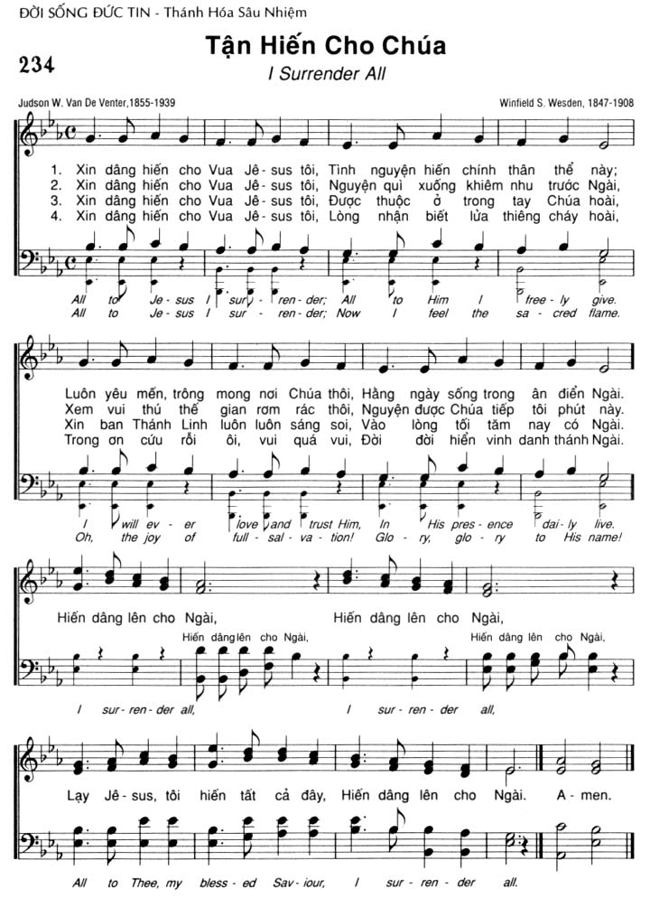 Sheet music: Tận Hiến Cho Chúa