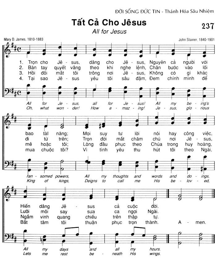 Sheet music: Tất Cả Cho Jêsus