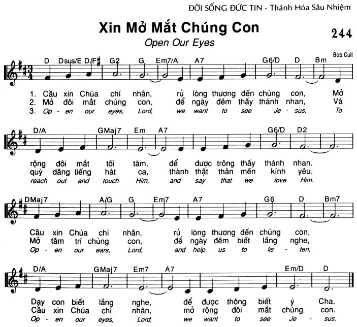 Sheet music: Xin Mở Mắt Chúng Con
