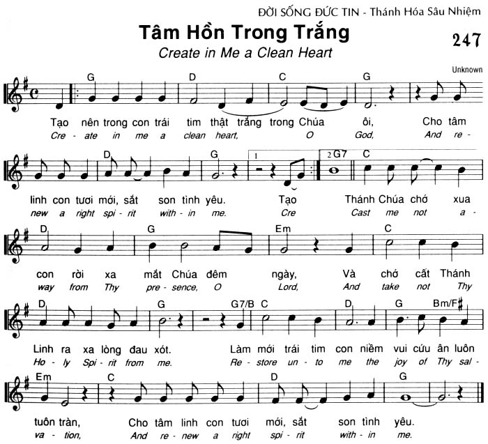 Sheet music: Tâm Hồn Trong Trắng