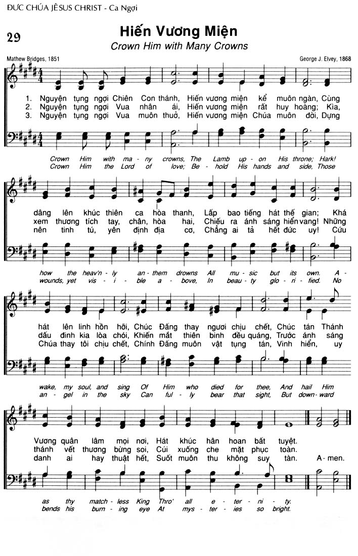 Sheet music: Hiến Vương Miện