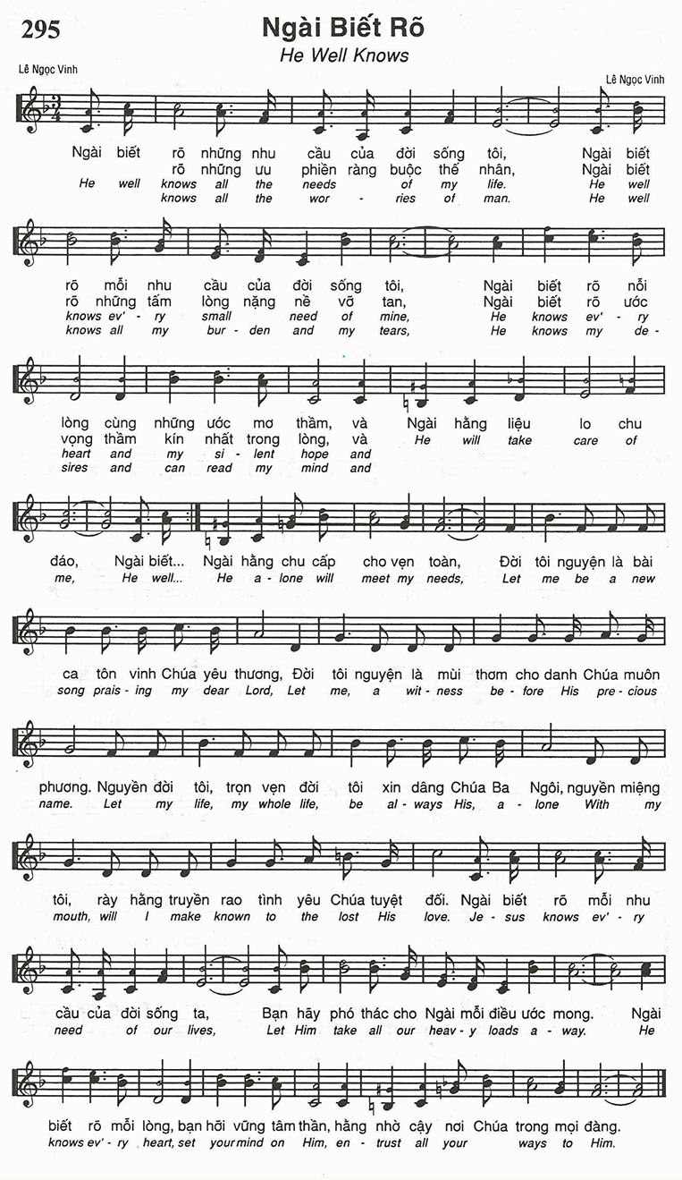 Sheet music: Ngài Biết Rõ