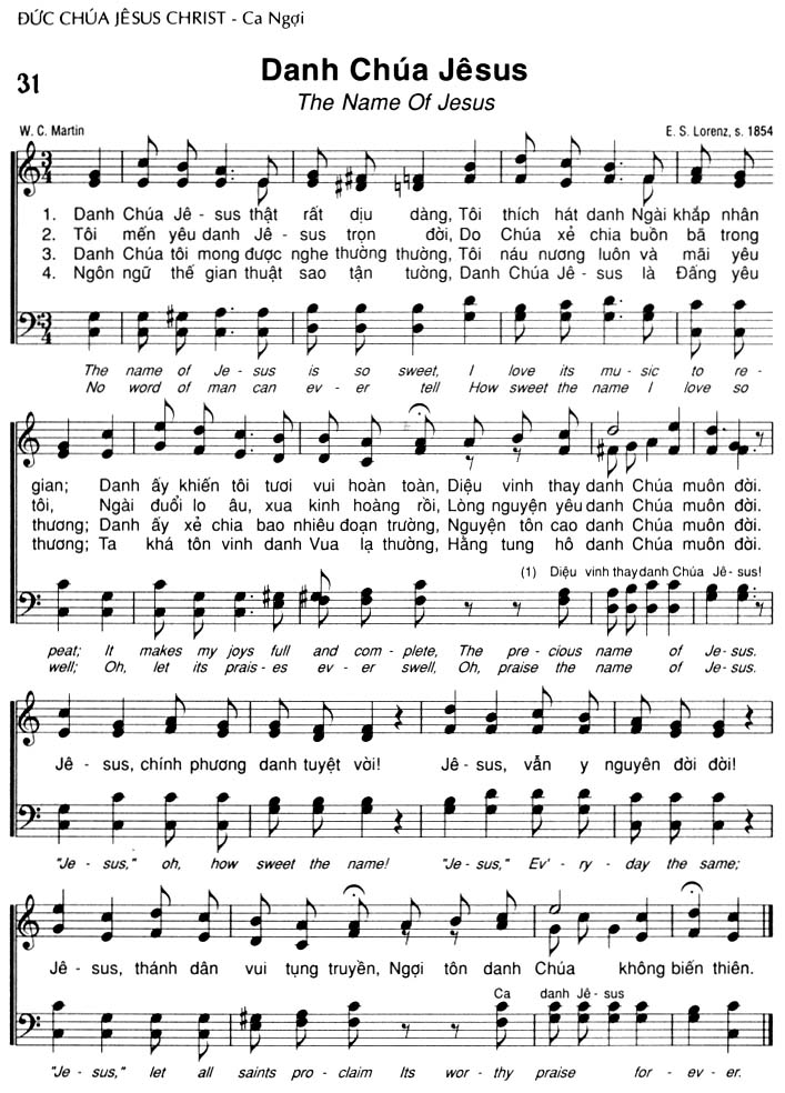 Sheet music: Danh Chúa Jesus