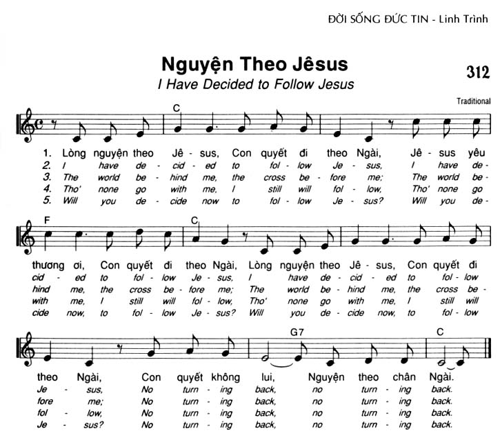 Sheet music: Nguyện Theo Jêsus