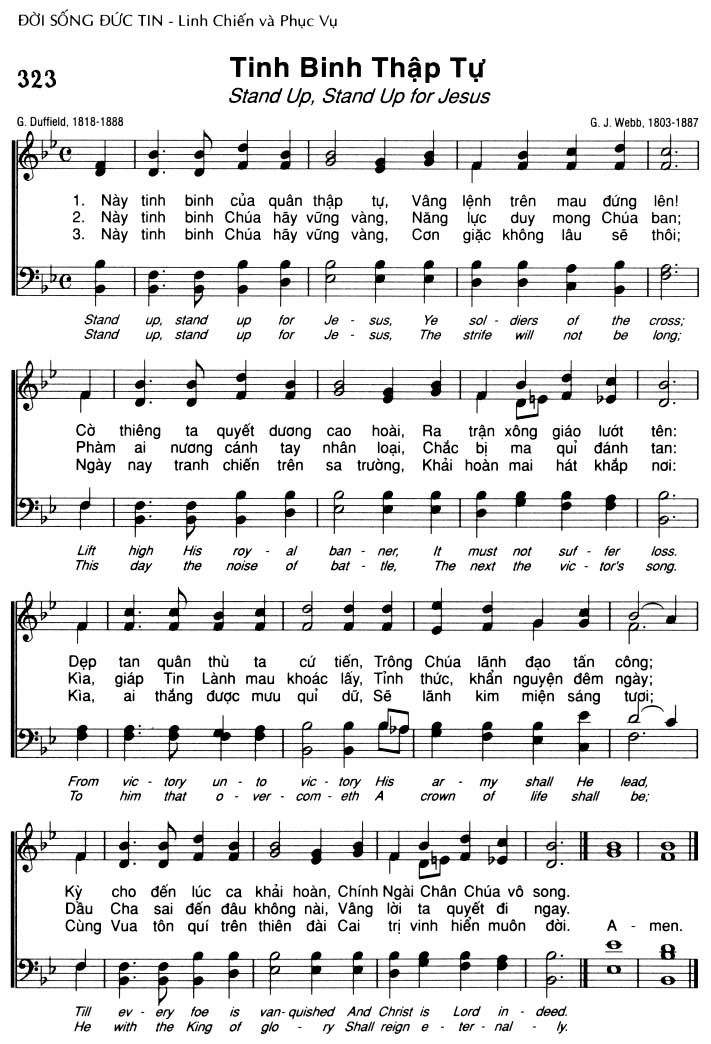 Sheet music: Tinh Binh Thập Tự