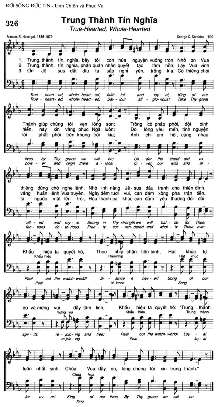 Sheet music: Trung, Thành, Tín, Nghĩa