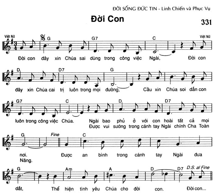 Sheet music: Đời Con