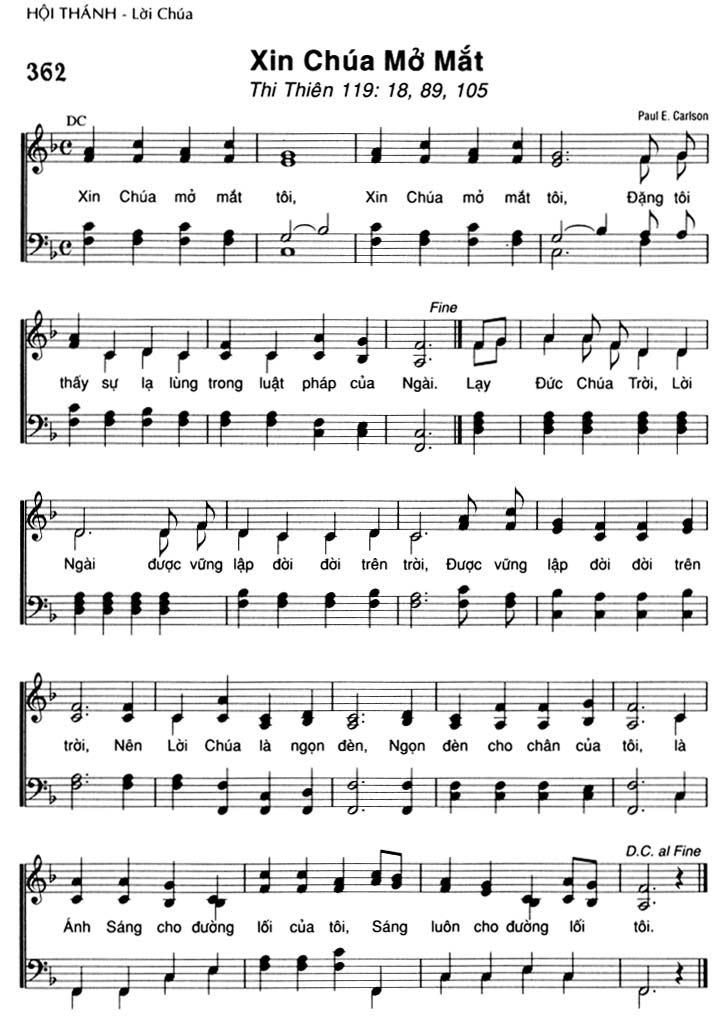 Sheet music: Xin Chúa Mở Mắt