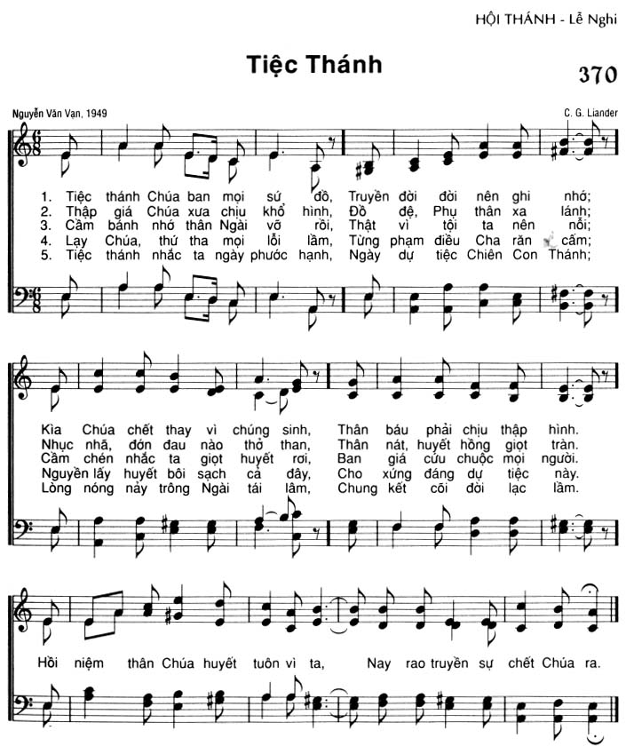 Sheet music: Tiệc Thánh