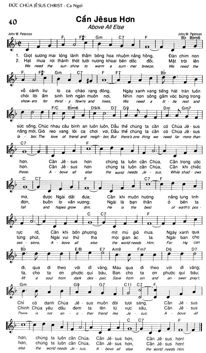 Sheet music: Cần Jêsus Hơn