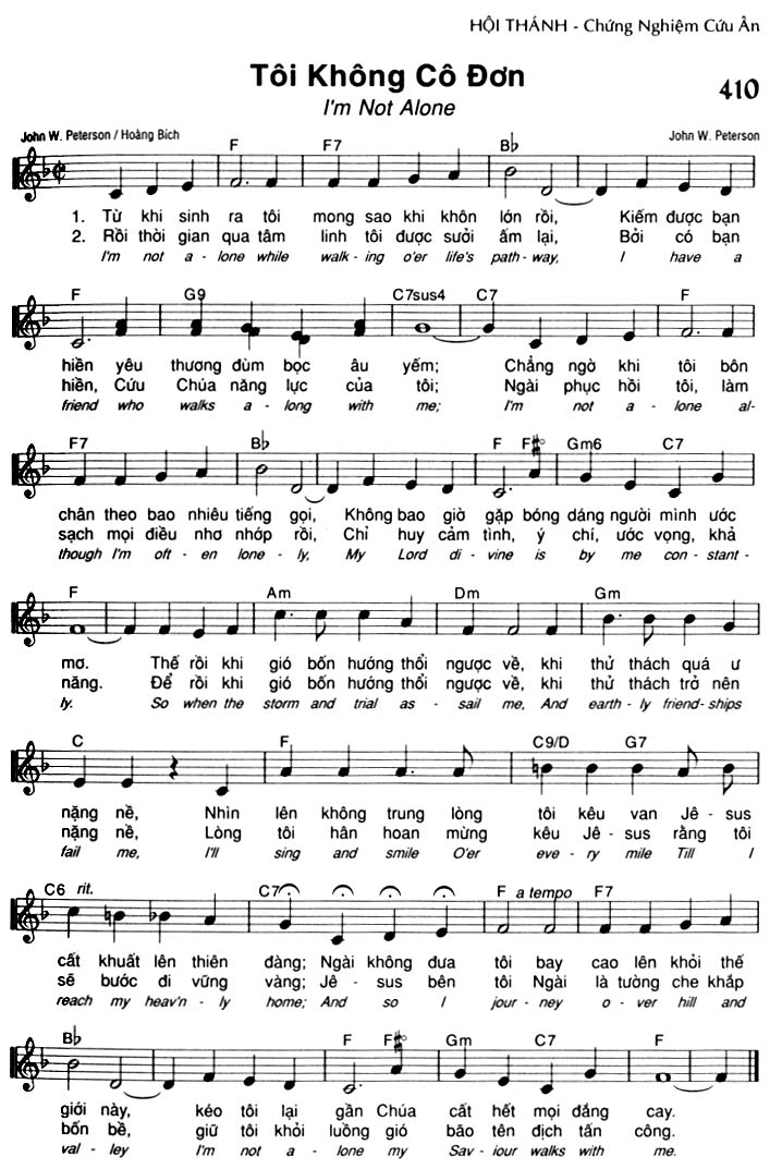 Sheet music: Tôi Không Cô Đơn