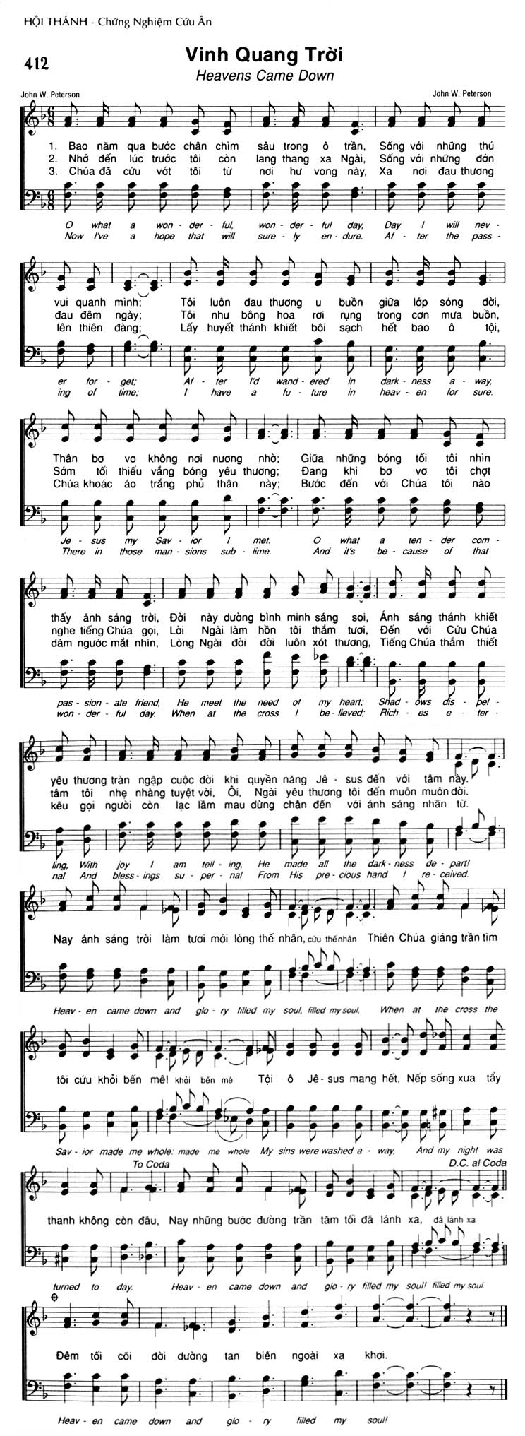 Sheet music: Vinh Quang Trời