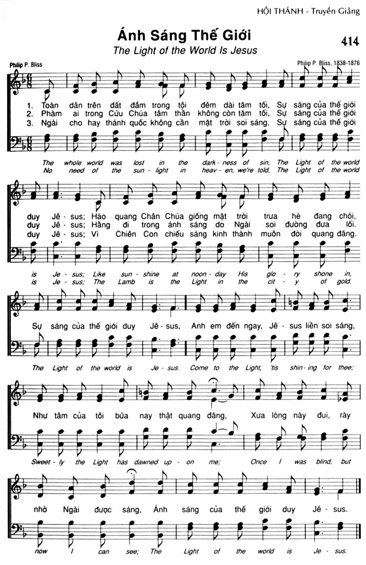 Sheet music: Ánh Sáng Thế Giới