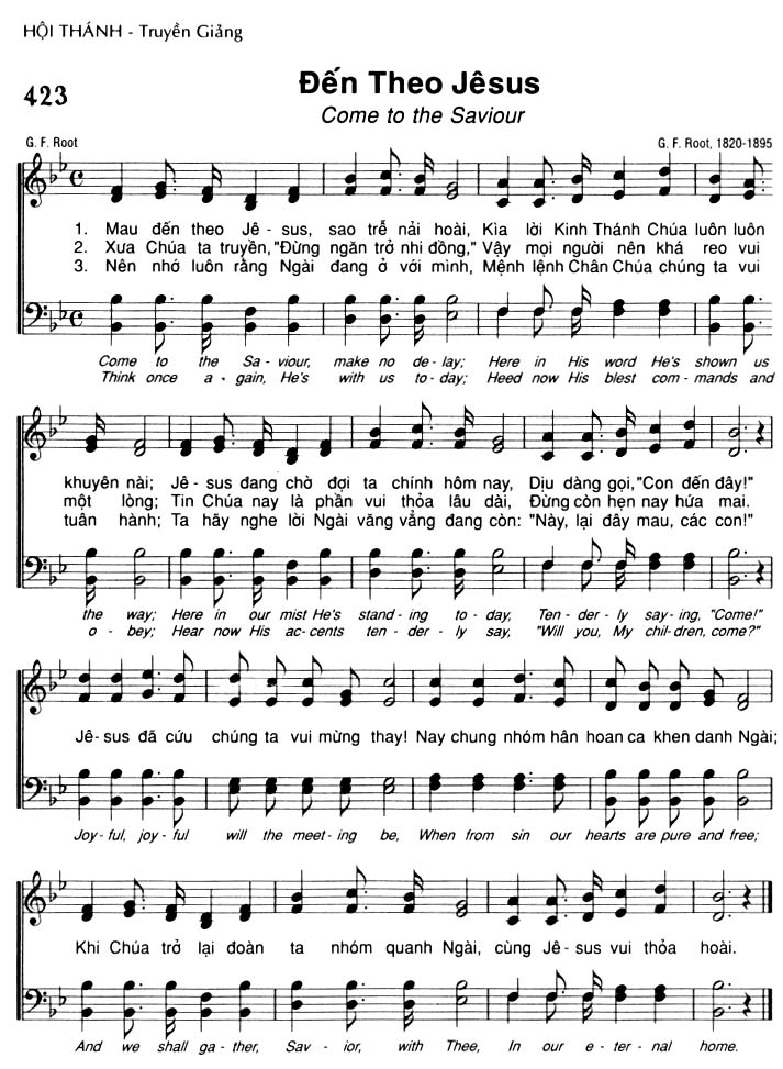 Sheet music: Đến Theo Jêsus
