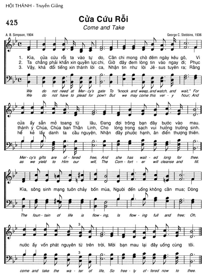 Sheet music: Cửa Cứu Rỗi