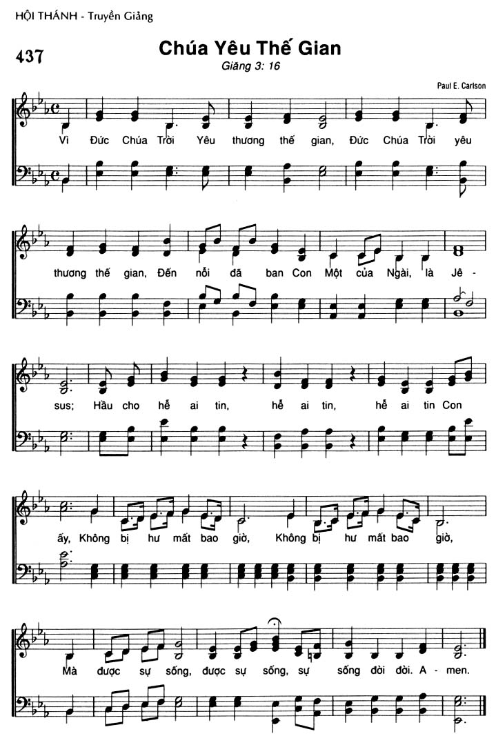 Sheet music: Chúa Yêu Thế Gian