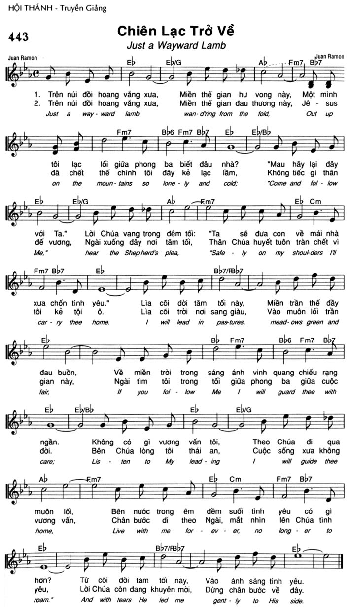 Sheet music: Chiên Lạc Trở Về