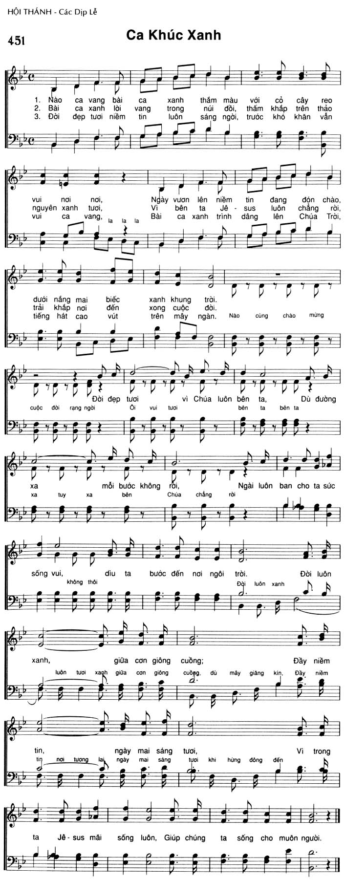 Sheet music: Ca Khúc Xanh