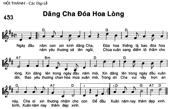 Sheet music: Dâng Cha Đóa Hoa Lòng