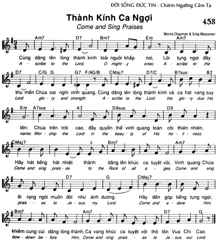 Sheet music: Thành Kính Ca Ngợi