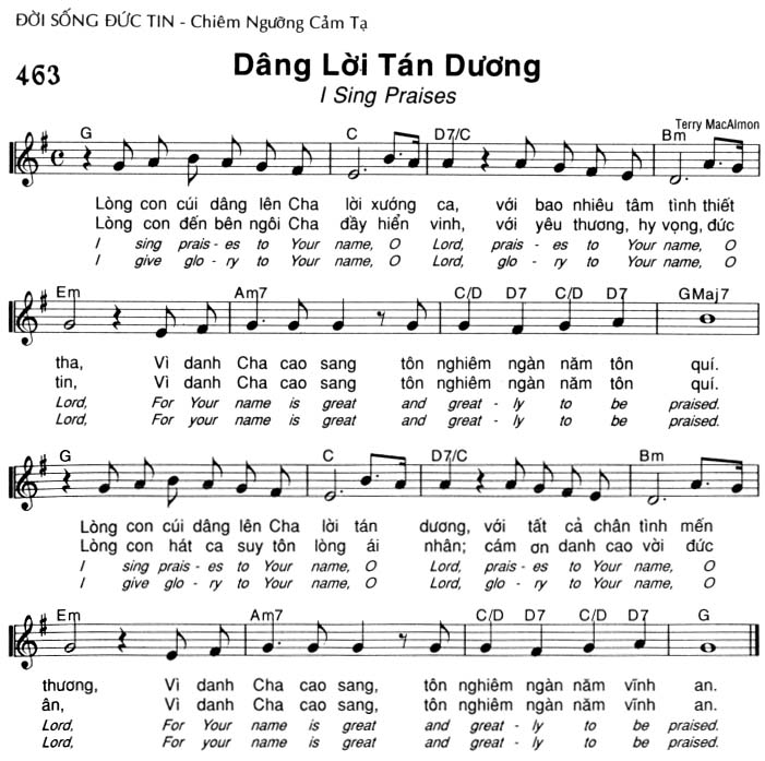 Sheet music: Dâng Lời Tán Dương