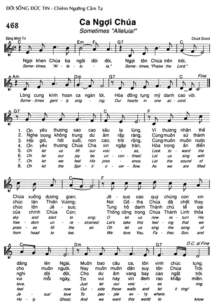 Sheet music: Ca Ngợi Chúa