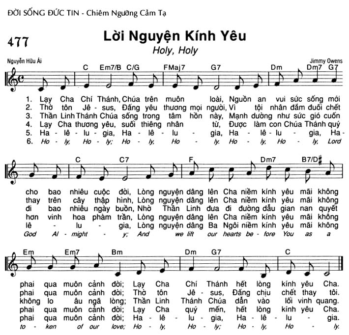 Sheet music: Lời Nguyện Kính Yêu